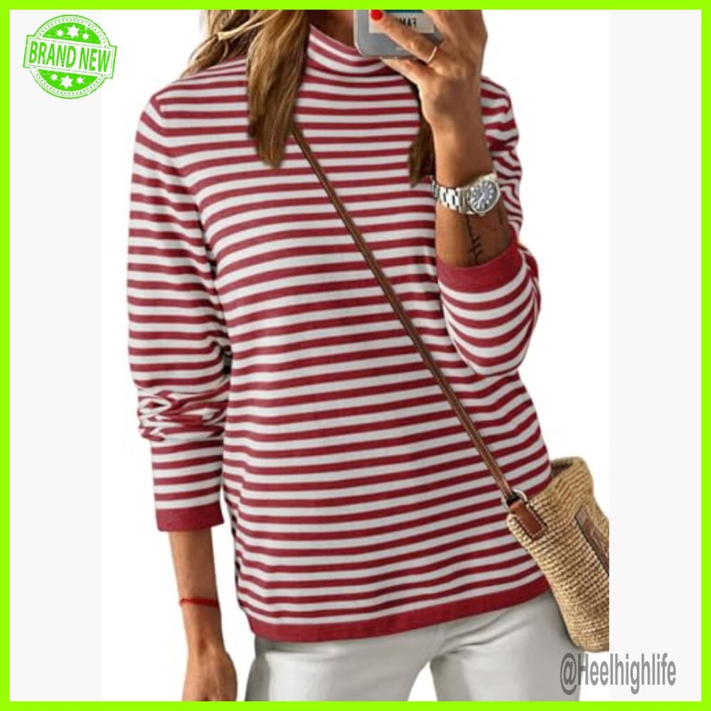 Lightweight Striped Turtleneck Pullover Sweater W… - image 2